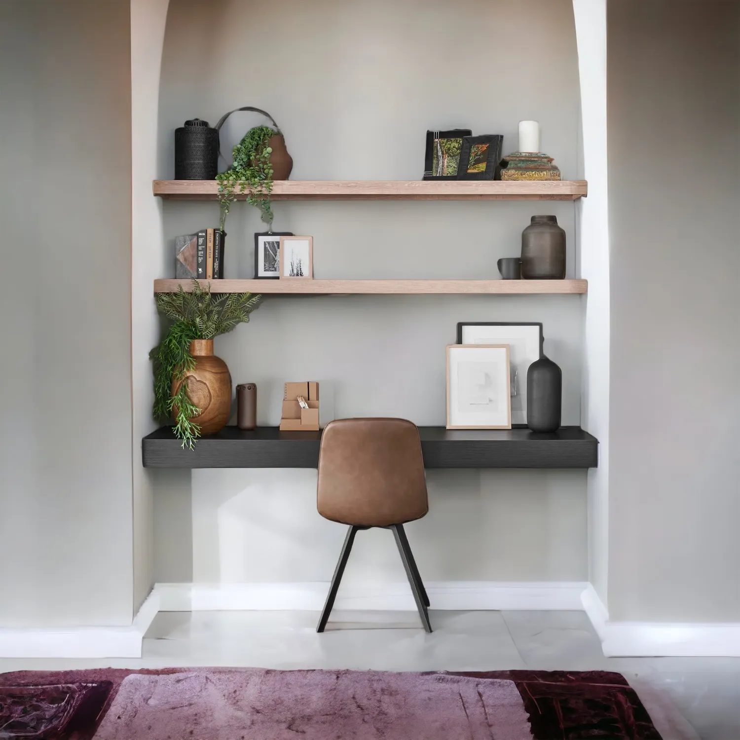 XLAB Design Scrivania Sospesa Nera con Mensole Smart Working