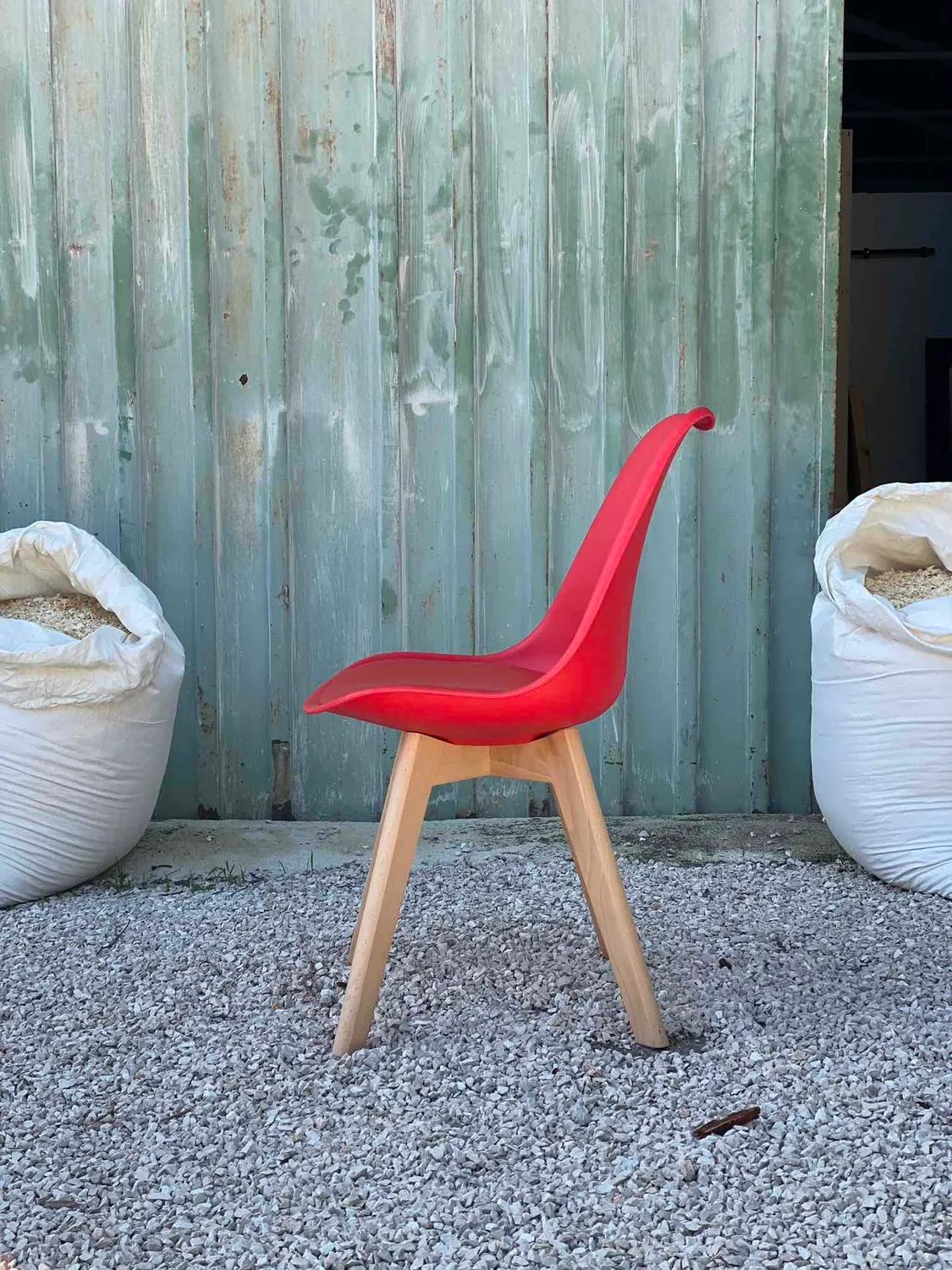 XLAB Design Red Set 4 Sedie Rosse Ecopelle Legno