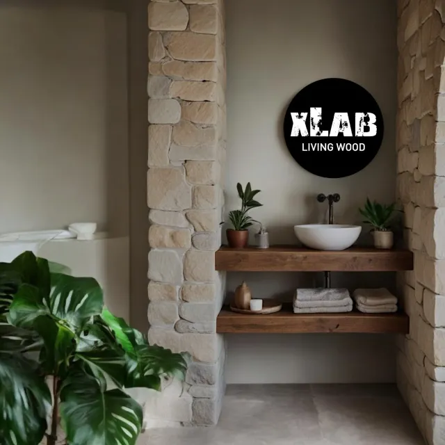 XLAB Design top mensola bagno legno 130x50x10 su misura