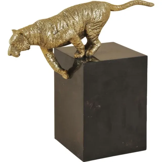 Maitland Smith Leaping Tiger scultura tigre ottone base nera