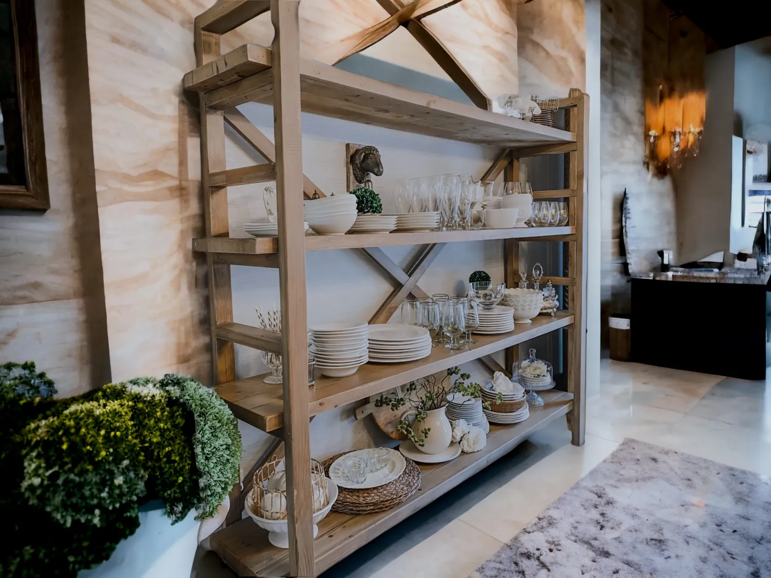 XLAB Design scaffale cucina frassino ripiani a giorno massello