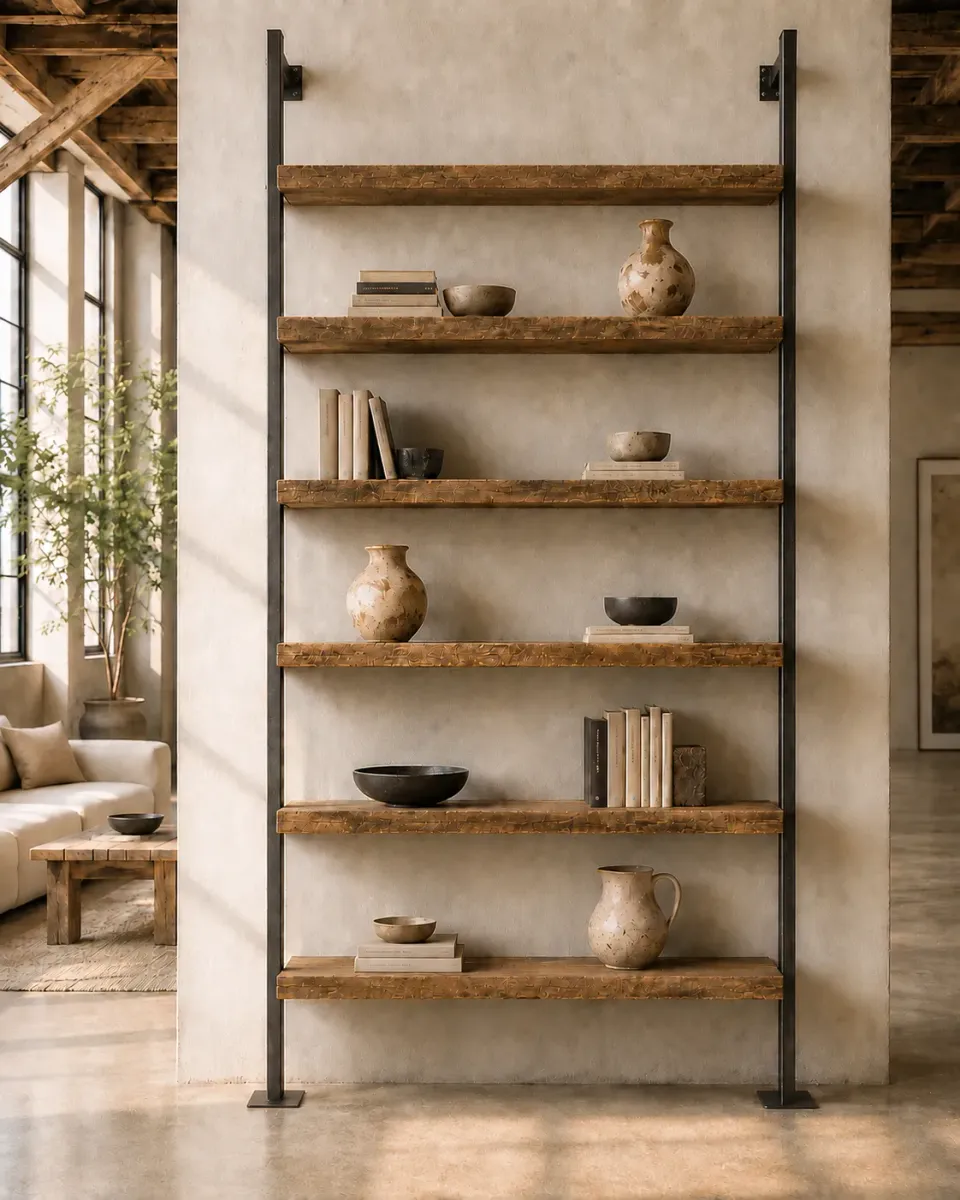 XLAB Design 140x260 libreria ferro larice 6 mensole