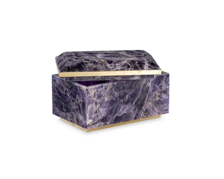 Maitland Smith Small Brass And Amethyst scatola ametista 20 cm