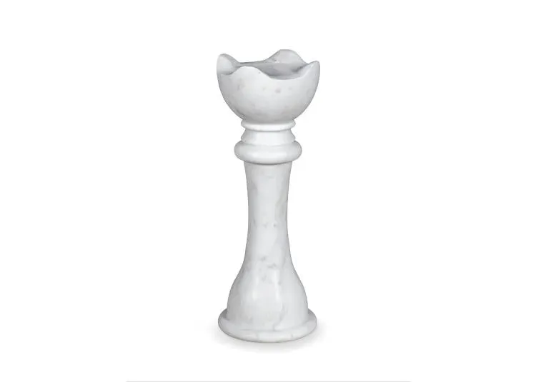 Maitland Smith White Chess Queen tavolo scacchi marmo