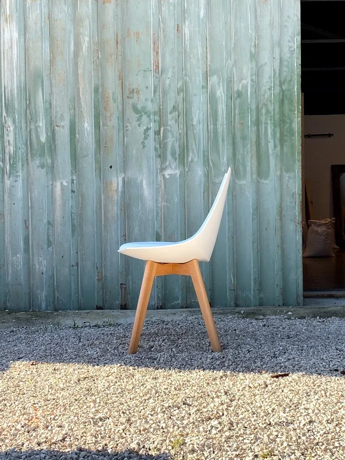 XLAB White sedie design plastica legno set 4 pezzi minimal