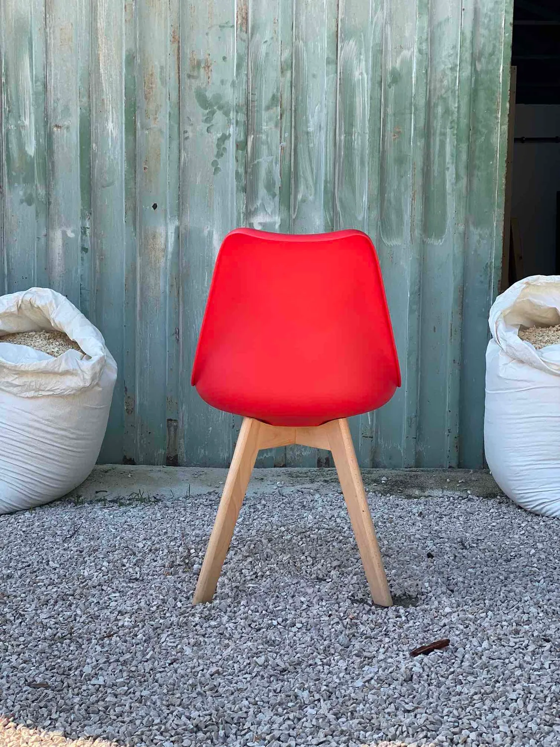 XLAB Design Red Set 4 Sedie Rosse Ecopelle Legno