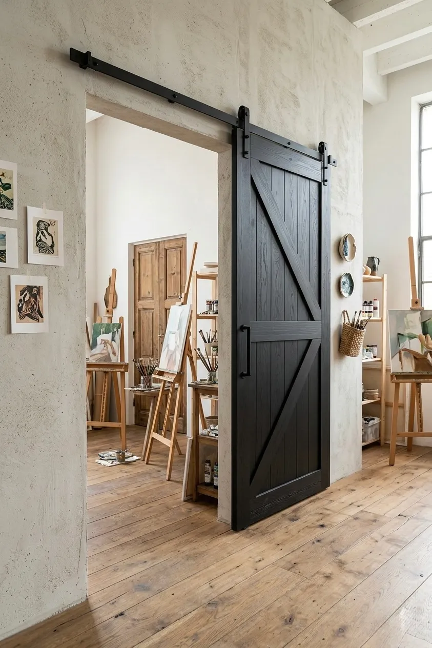 XLAB Design Barn Door porta scorrevole larice nero 100x220