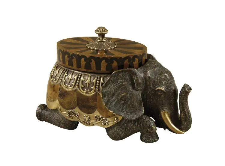 Maitland Smith Kneeling Elephant scatola ottone bronzo 33 cm