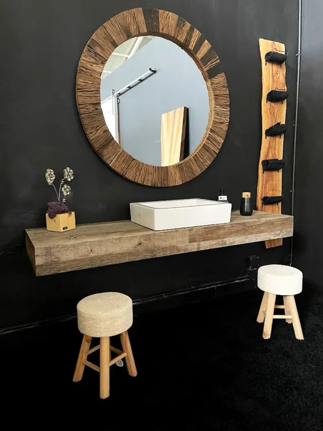 XLAB Design Jasmine piano lavabo legno antico 15 cm