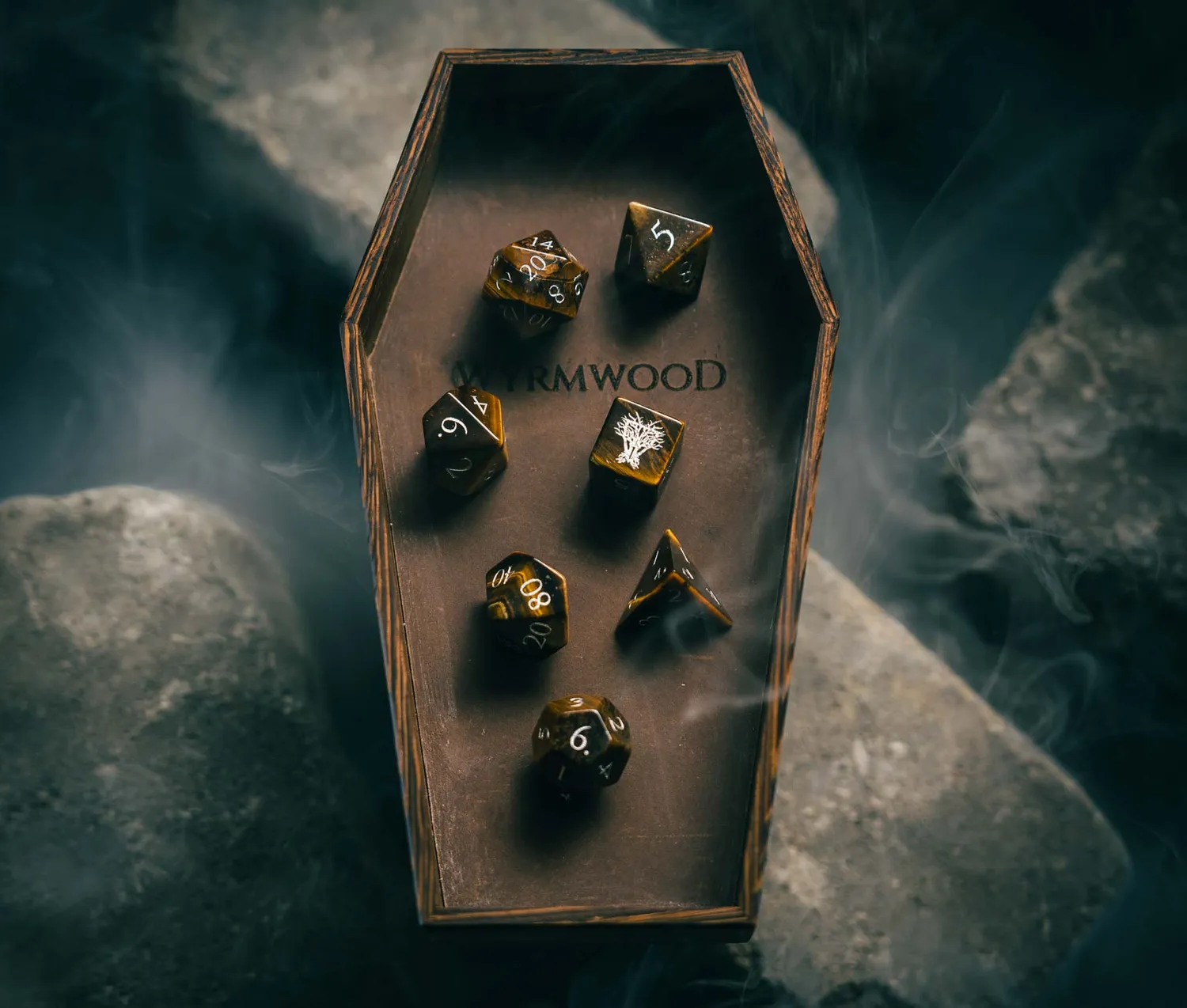 Wyrmwood Gaming Coffin Tray vassoio dadi pelle oliata
