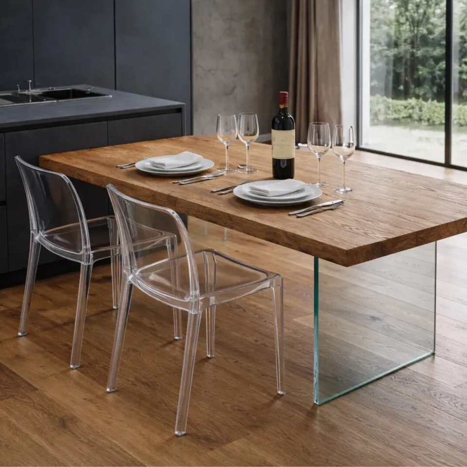 XLAB Design Piano Snack Rovere 5cm con Gamba Cristallo