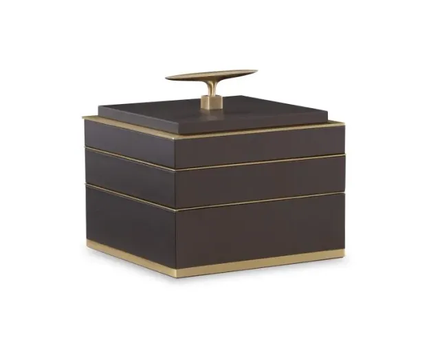 Maitland Smith Brown portagioie pelle marrone ottone