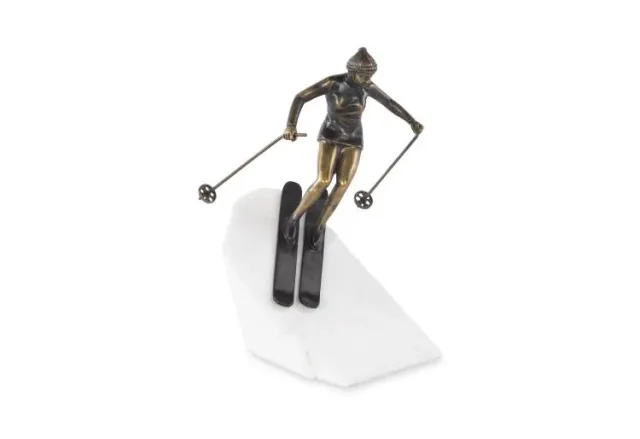Maitland Smith Skier scultura sciatore ottone 24 cm