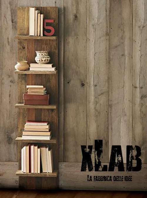 XLAB Design Wilde libreria parete legno invecchiato vintage