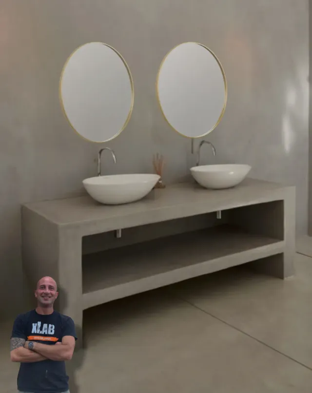 XLAB Design mobile bagno 160x50 effetto cemento terra