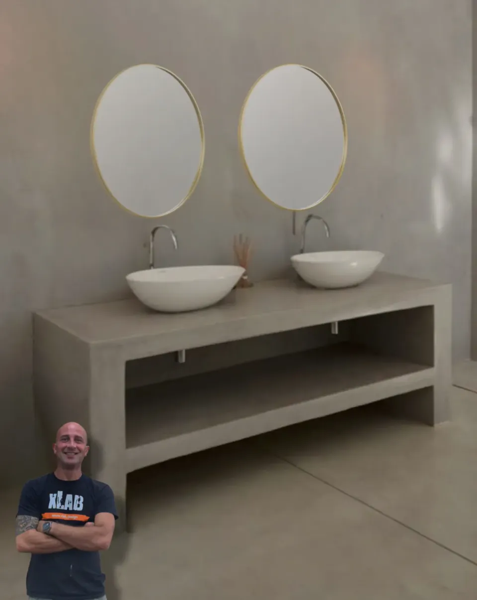 XLAB Design mobile bagno 160x50 effetto cemento terra