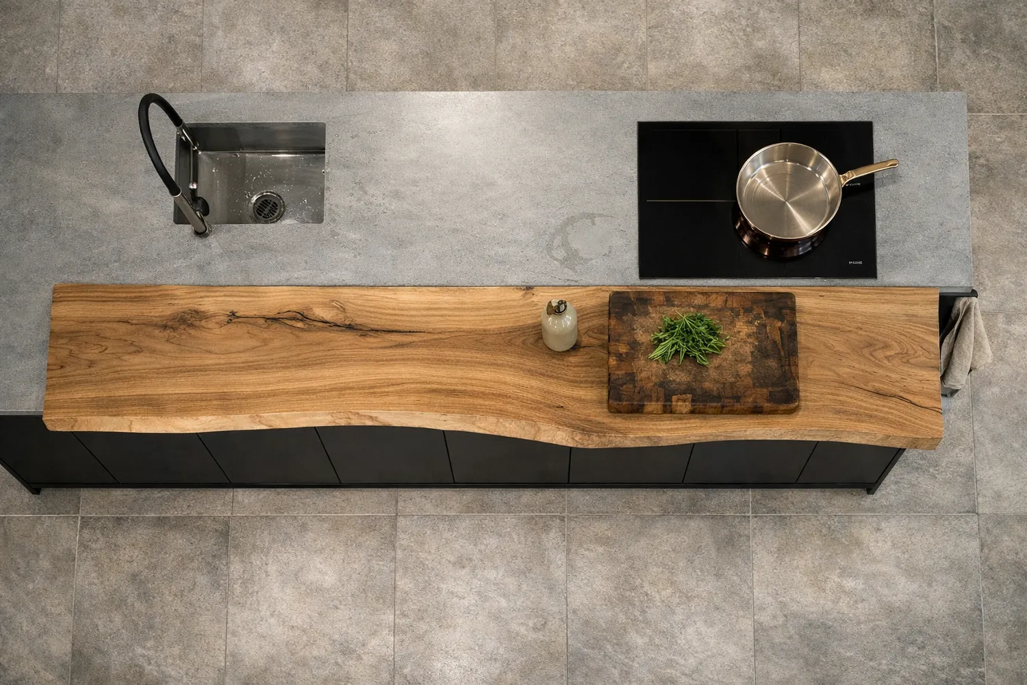 XLAB Design top snack cucina castagno 180x50 cm spesso
