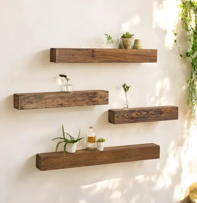 XLAB Design set 4 mensole legno larice 80 50 35 cm