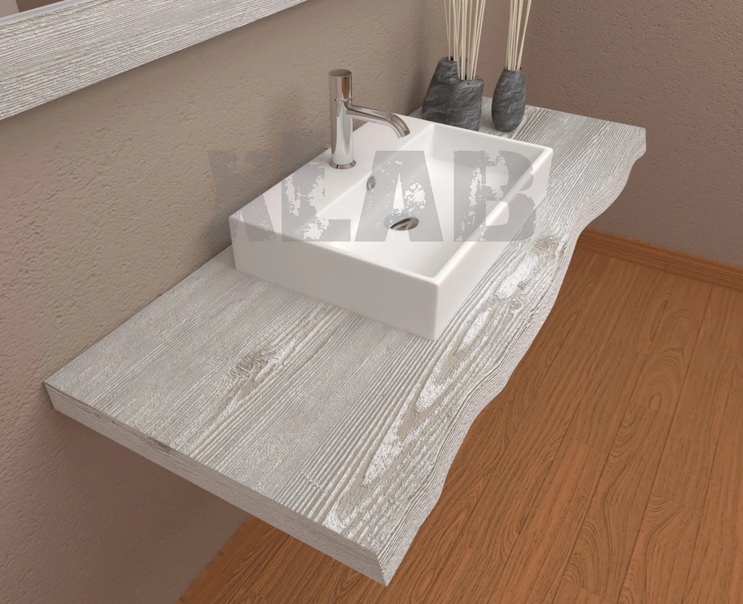 XLAB Design Nikki piano lavabo legno massello rustico