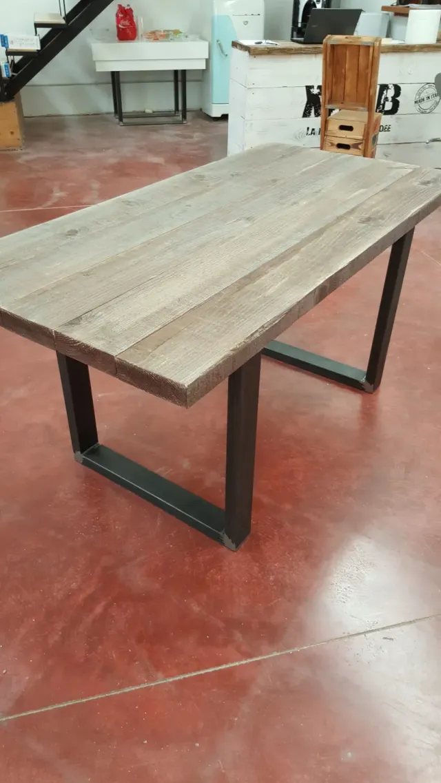 XLAB Romeo 180x100 H75 tavolo industriale grigio naturale