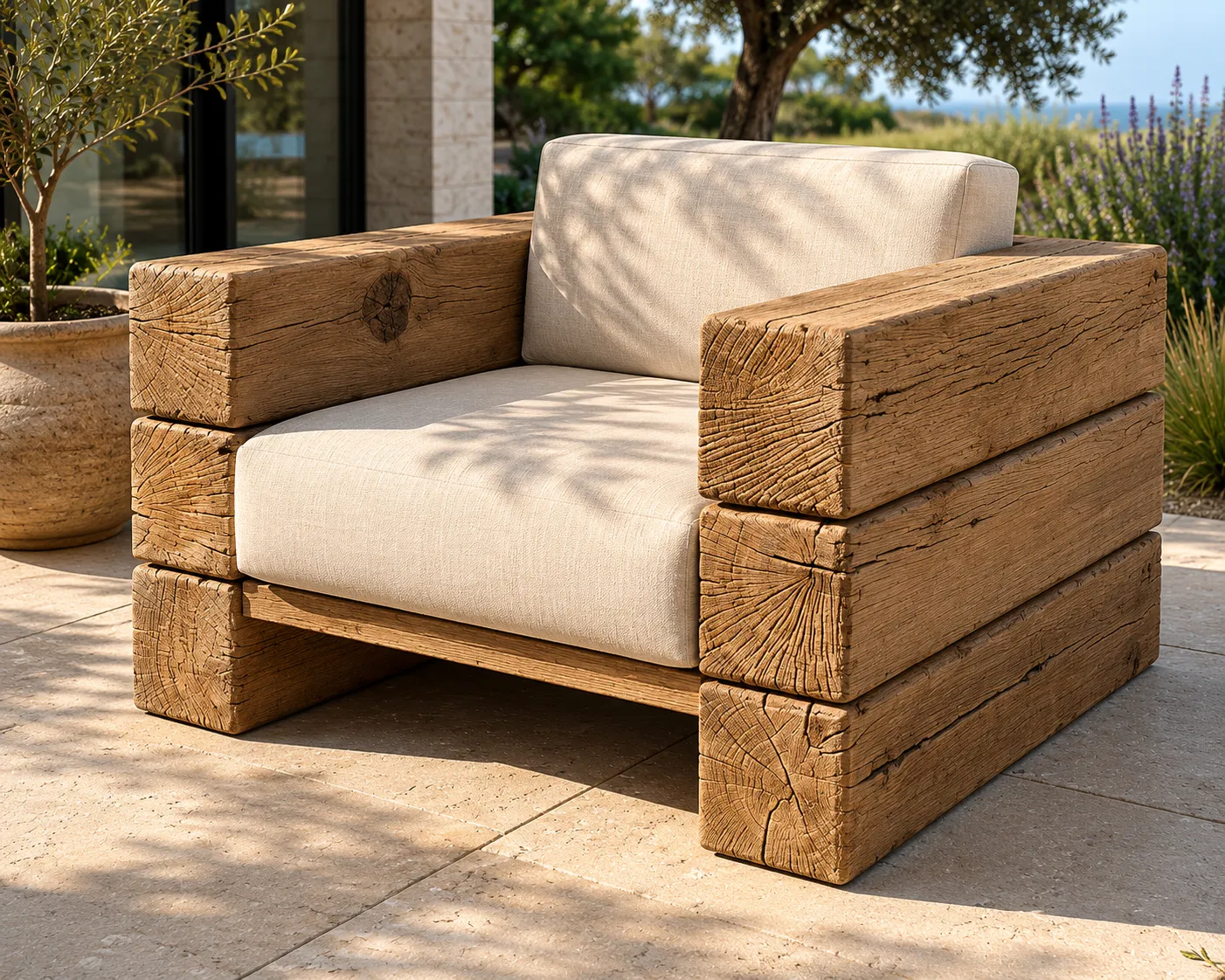 XLAB Design Eremo poltrona giardino L120 legno antico
