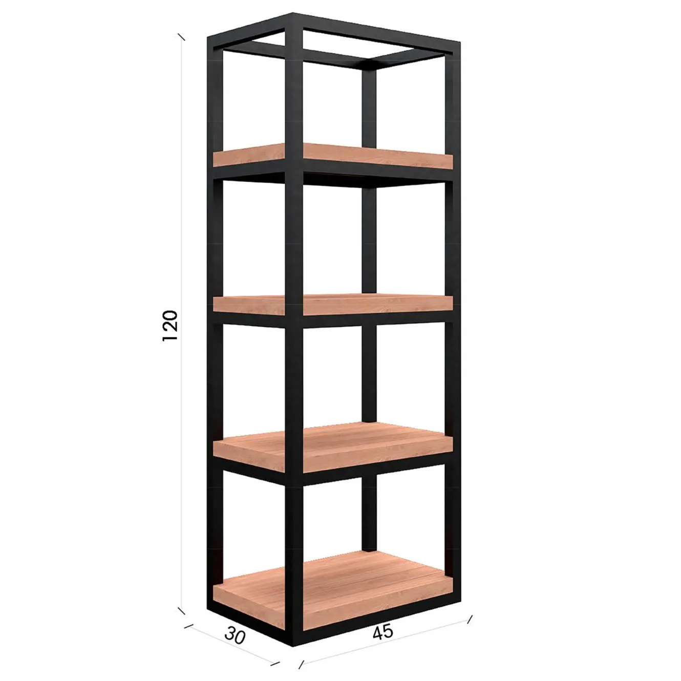 XLAB Design Pensile cucina industriale legno ferro L45 H120 P30
