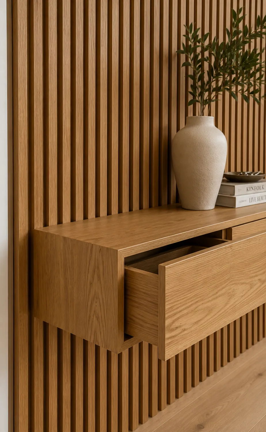 XLAB Design boiserie rovere listelli mobile sospeso su misura