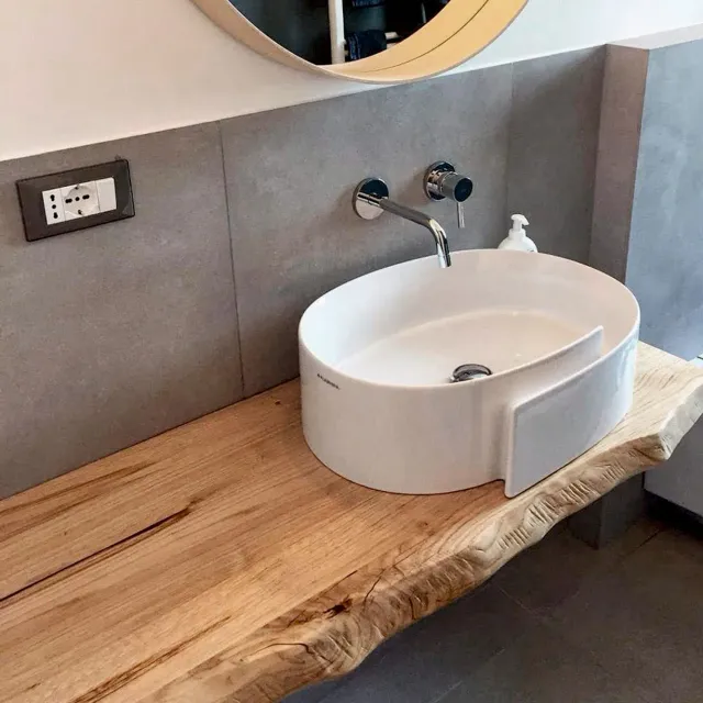 XLAB Design Mensola Bagno 100x45 cm Legno Massello Castagno