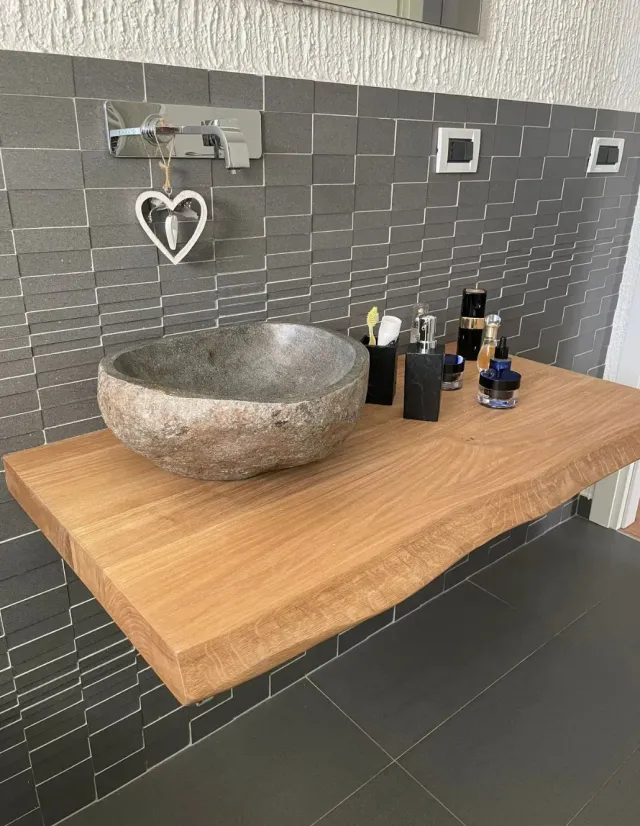XLAB Design Piano Lavabo Legno Massello 120x50 cm rovere