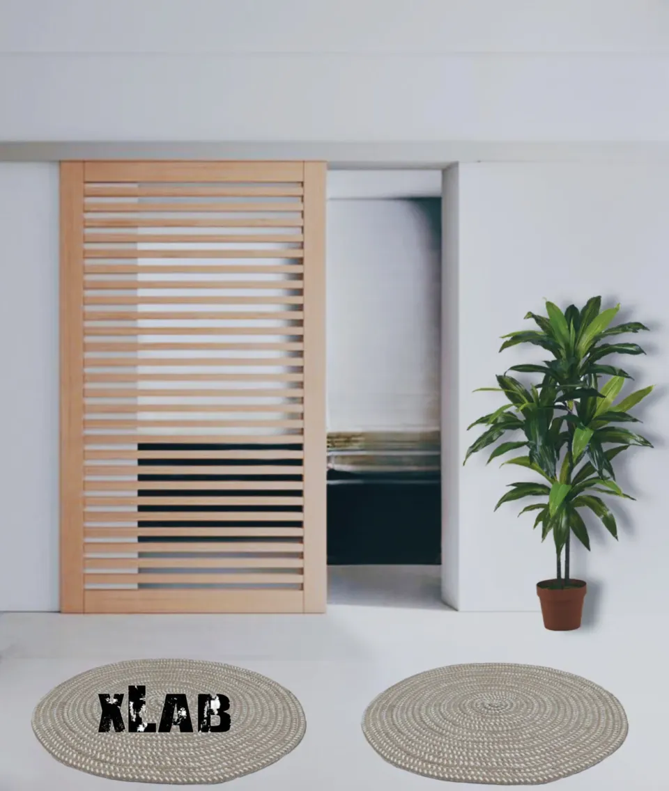 XLAB Design porta scorrevole esterno muro doghe naturali 110x220