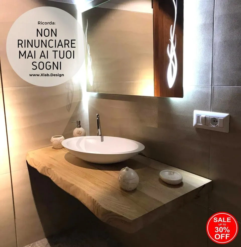 XLAB Design Castagno Mensola Bagno Legno 90x50 Massello
