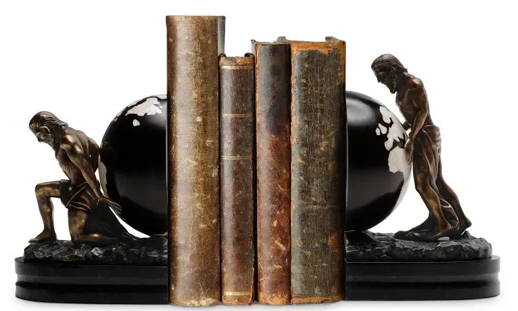 Maitland Smith Atlas Globe reggilibri coppia ottone