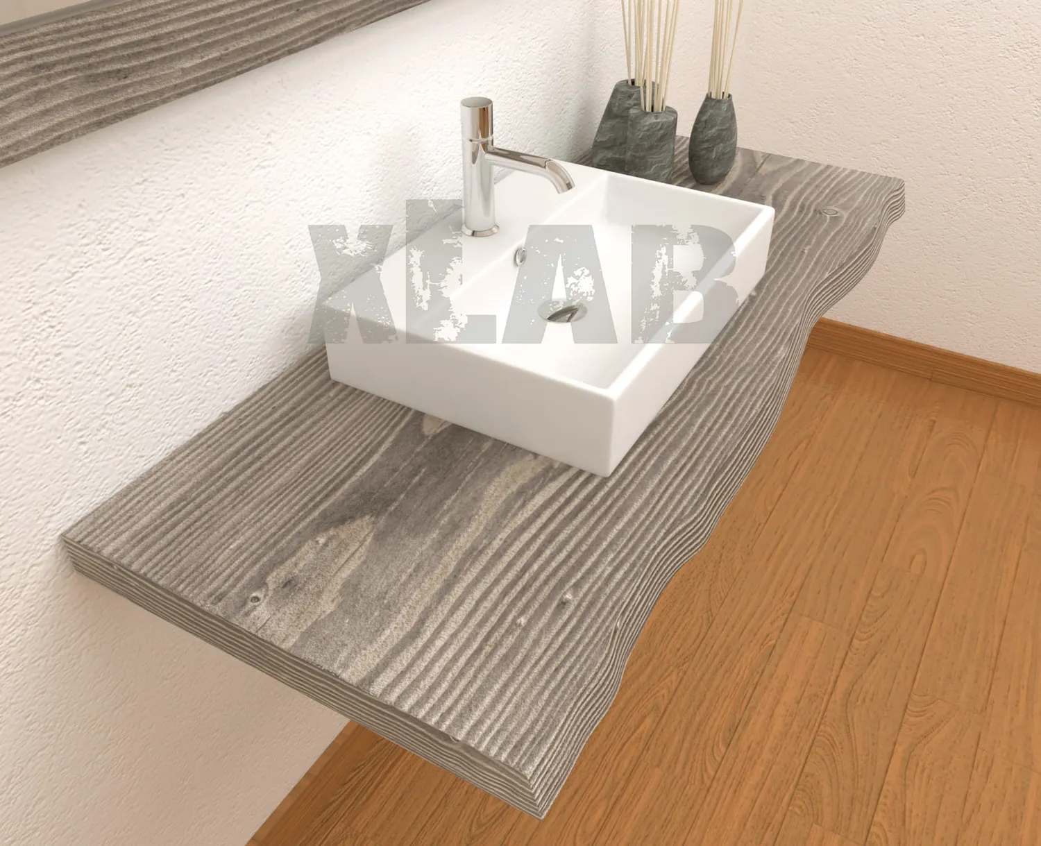 XLAB Design Nikki piano lavabo legno massello rustico