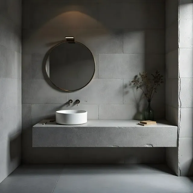 XLAB Design Block02 mensola lavabo effetto cemento grigio 160 cm