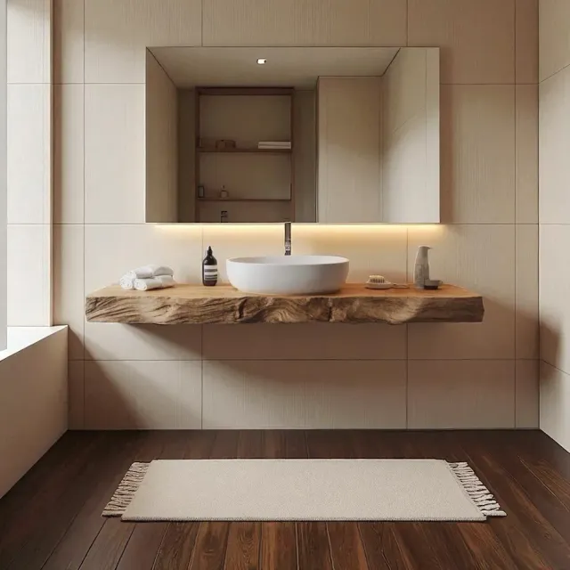 XLAB Design mensola bagno 130x50 legno castagno rustico