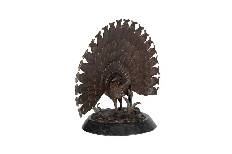 Maitland Smith Puffed Peacock scultura pavone