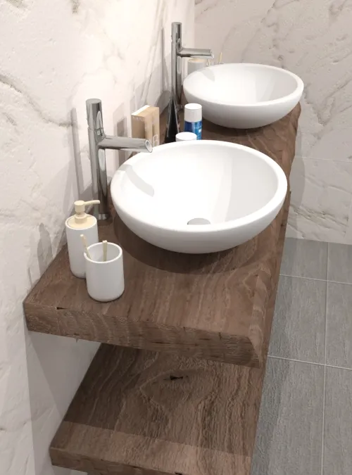 XLAB Design Cindy doppia mensola bagno legno per lavabo