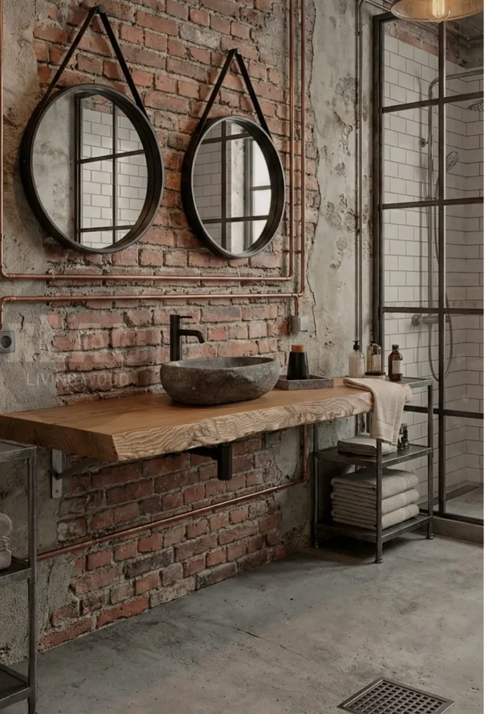 XLAB Design Larice Rustico mensola bagno legno massello lavabo