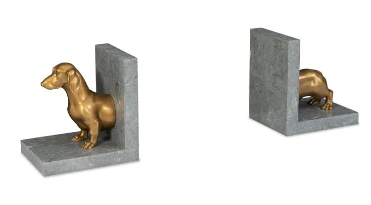 Maitland Smith Dachshund fermalibri bassotto ottone