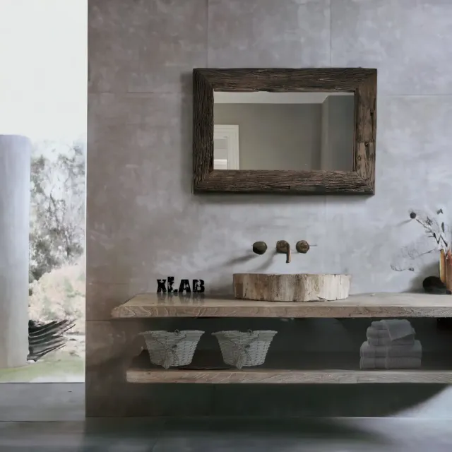 XLAB Design mensole bagno legno massello grigio 150x50 cm
