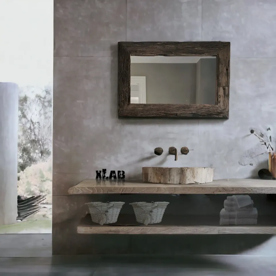 XLAB Design mensole bagno legno massello grigio 150x50 cm