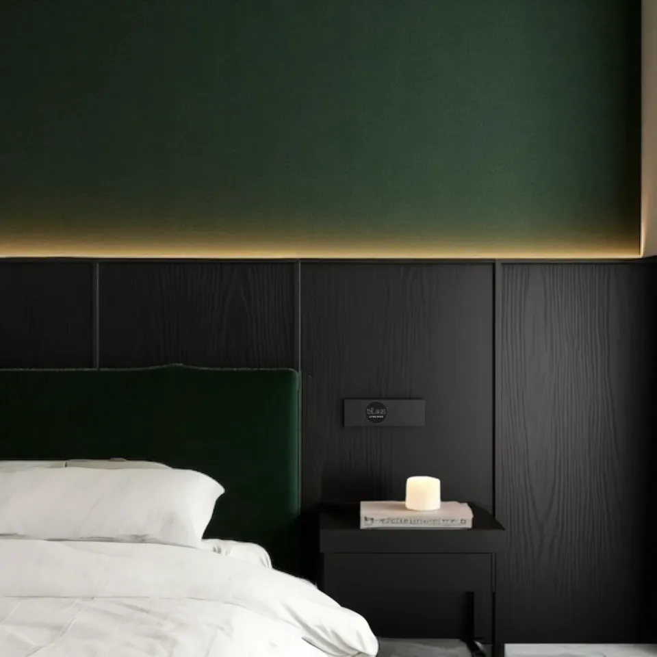 XLAB Design Noir 300 testiera matrimoniale legno nero LED 300cm