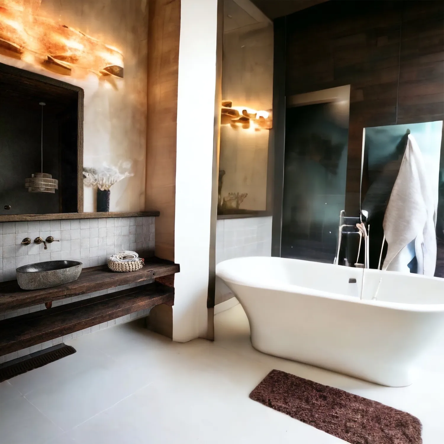 XLAB Design mensola bagno legno massello rustico 200x50x7