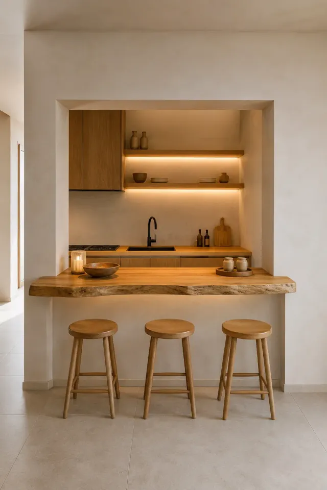 XLAB Design Piano Snack Castagno Su Misura Bordo Naturale