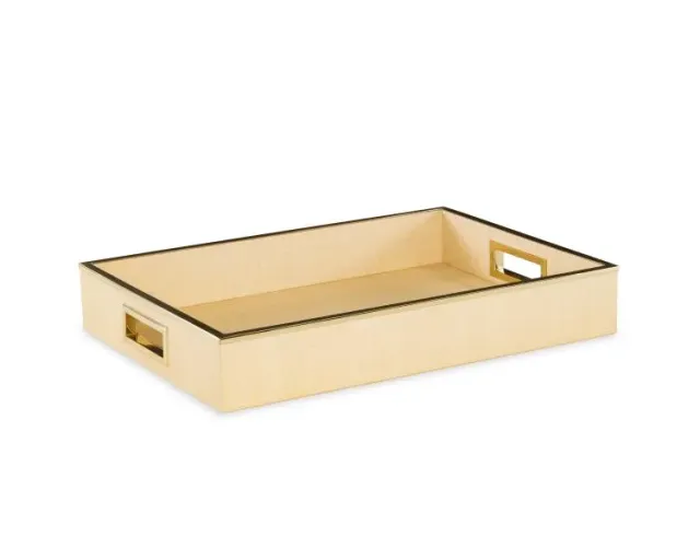 Maitland Smith Raffia vassoio ottone intrecciato 51 cm