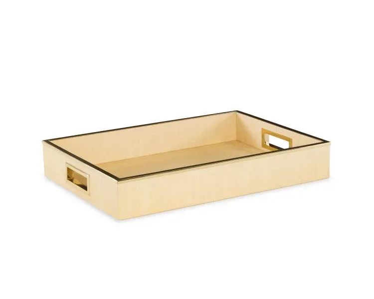 Maitland Smith Raffia vassoio ottone intrecciato 51 cm