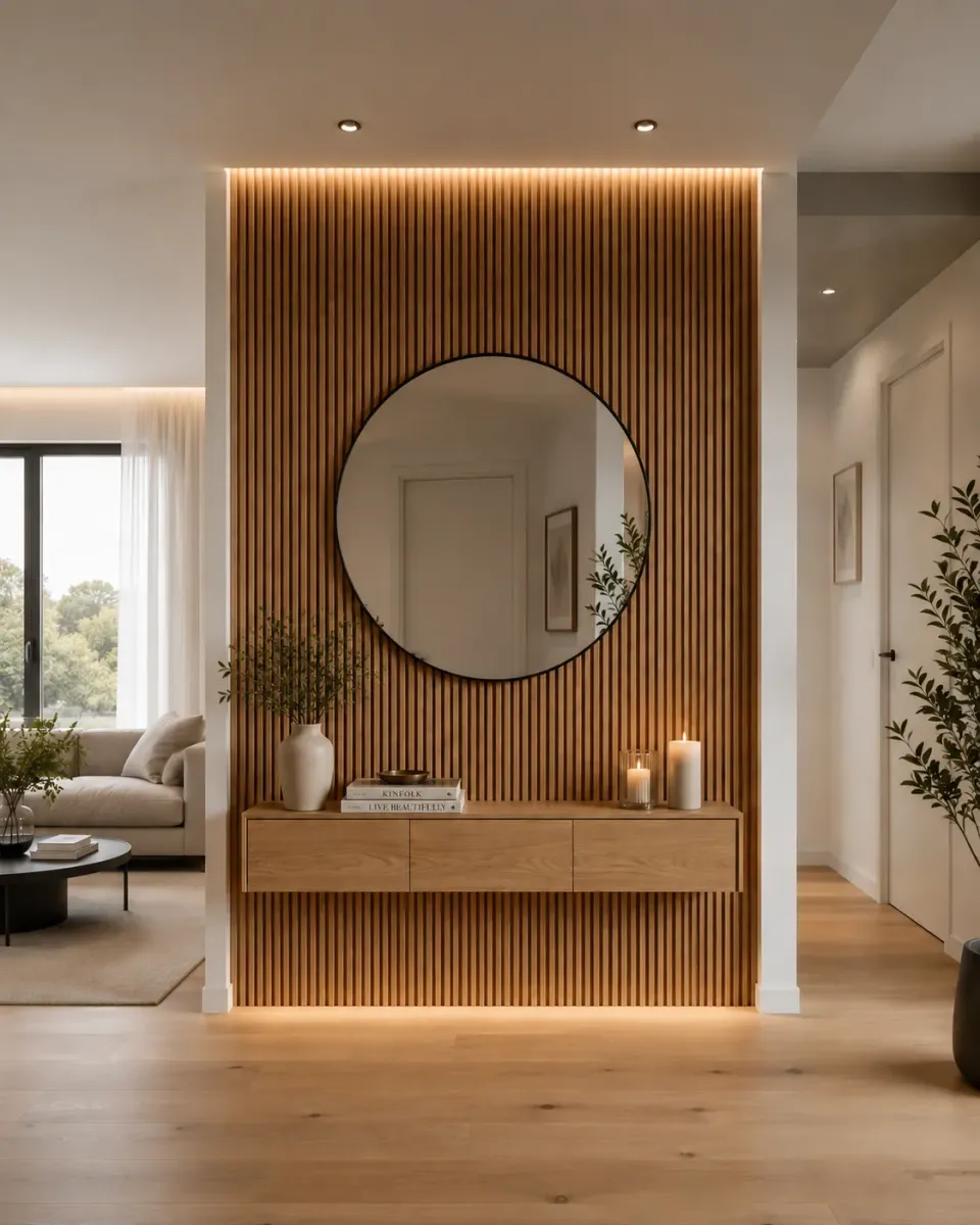 XLAB Design boiserie rovere listelli mobile sospeso su misura