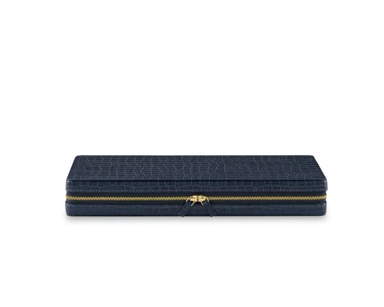 Maitland Smith Backgammon da viaggio pelle blu navy