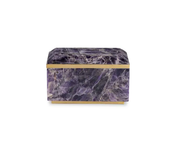 Maitland Smith Small Brass And Amethyst scatola ametista 20 cm