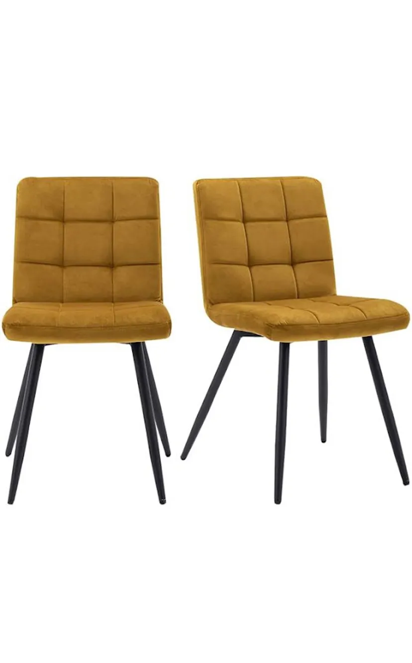 XLAB Design set 4 sedie velluto giallo imbottite design